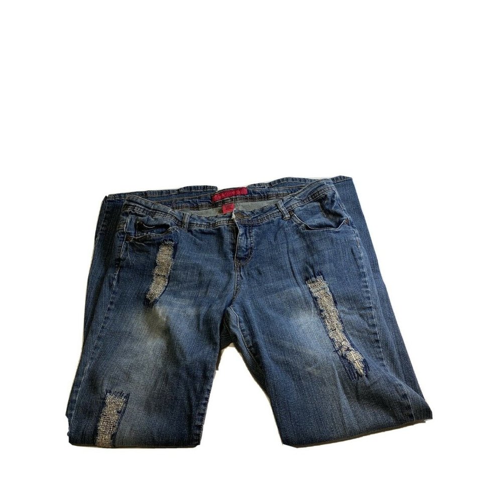 Pure Energy Womens Blue Jeans Size 16 Bootcut Distressed